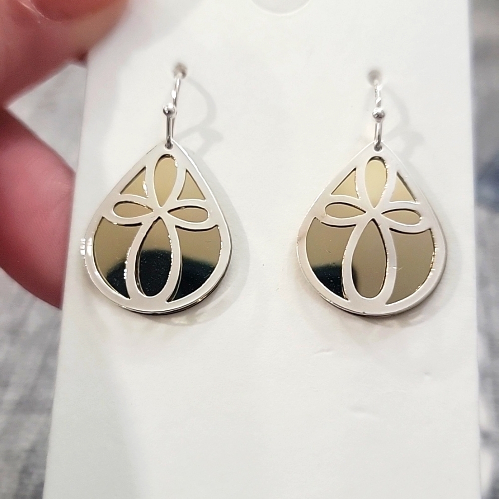 Express Silver Teardrop Earrings NWT